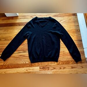 J. Crew Men's Classic Black Crewneck Sweater - Large - Slim Fit - Merino Wool